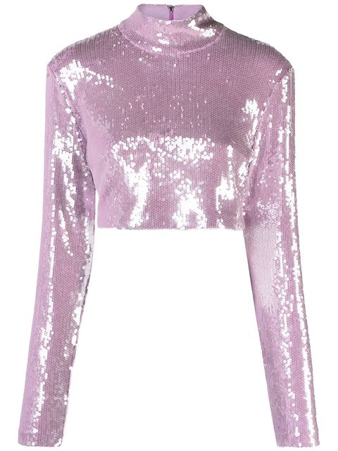 ROTATE sequin-embellished crop top