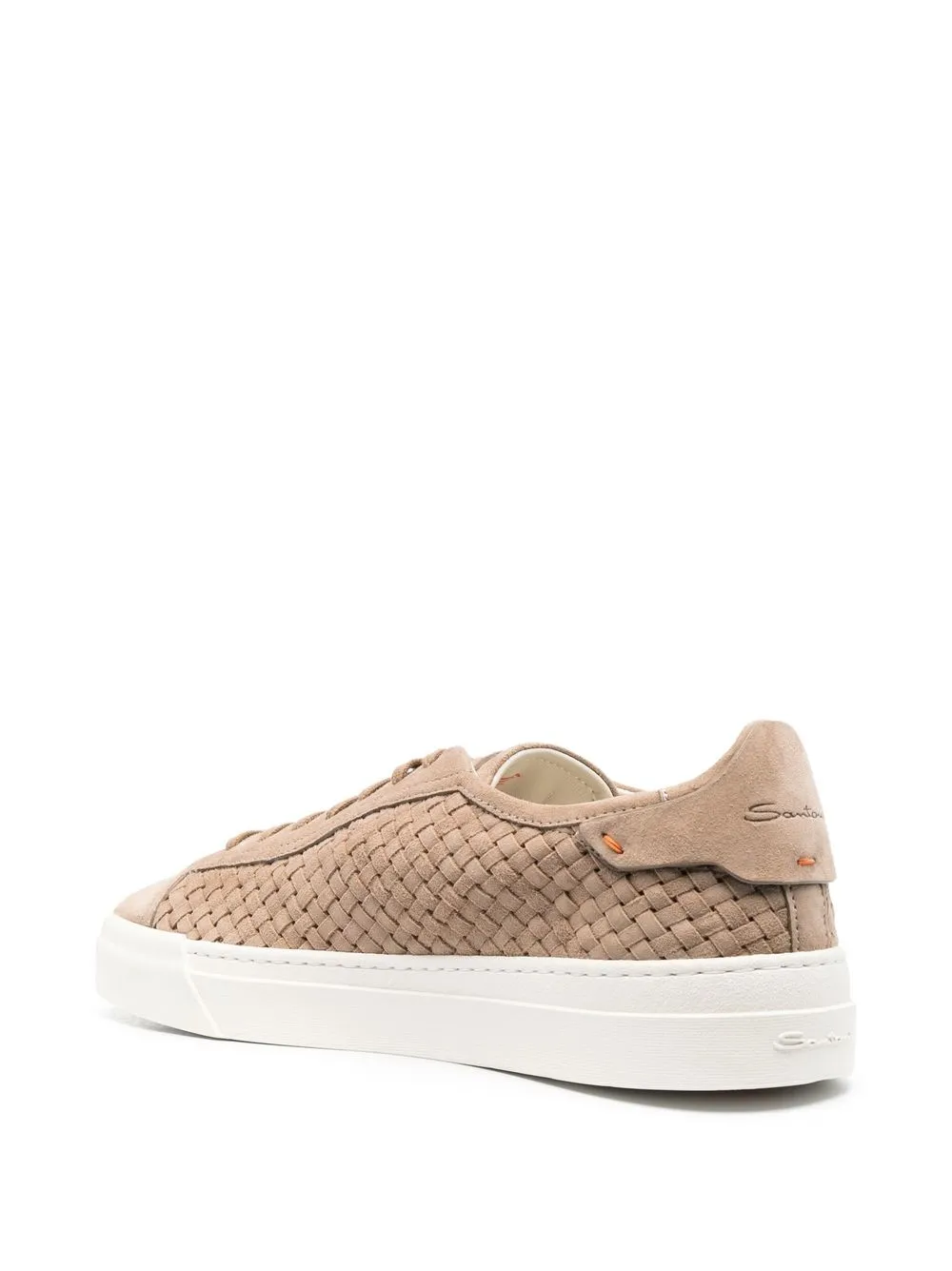 Shop Santoni Interwoven Lace-up Sneakers In Neutrals