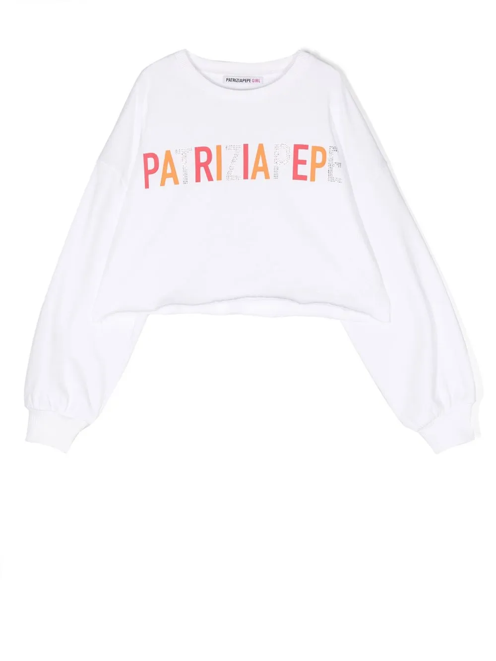 Patrizia Pepe Girl Kids' Logo-print Sweatshirt In White