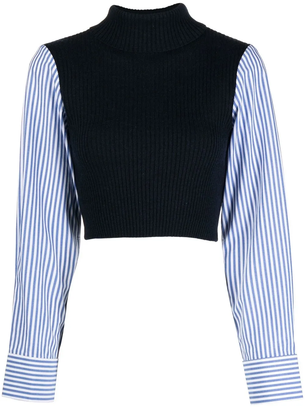 

STAUD Louisa poplin-panelled jumper - Black