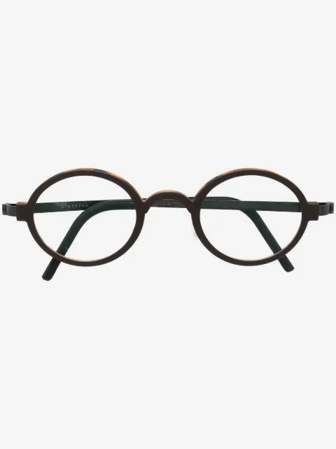 Lindberg tortoiseshell-effect round-frame glasses