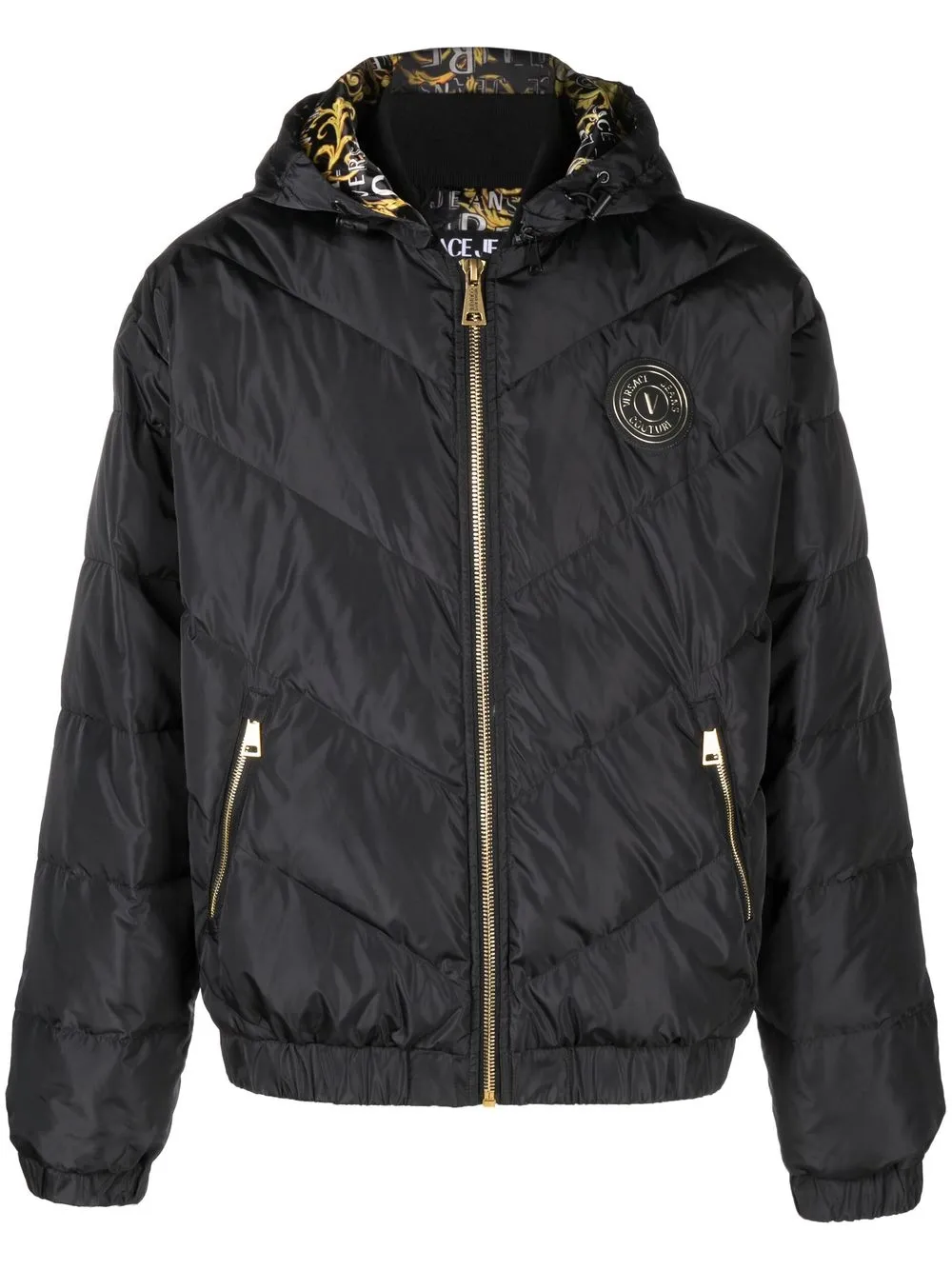 

Versace Jeans Couture quilted hooded down jacket - Black