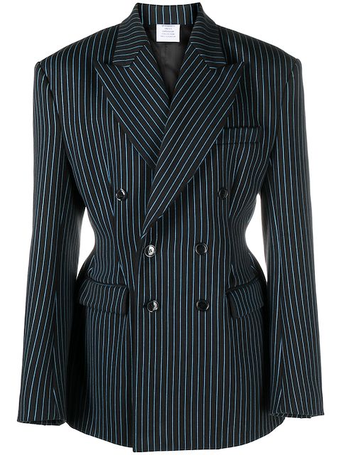 VETEMENTS Molton striped double-breasted blazer
