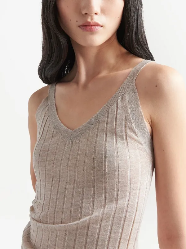 Prada ribbed cashmere tank top women Cashmere 38 Neutrals