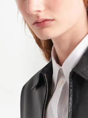Prada Cropped Leather Jacket | Black | FARFETCH ZA