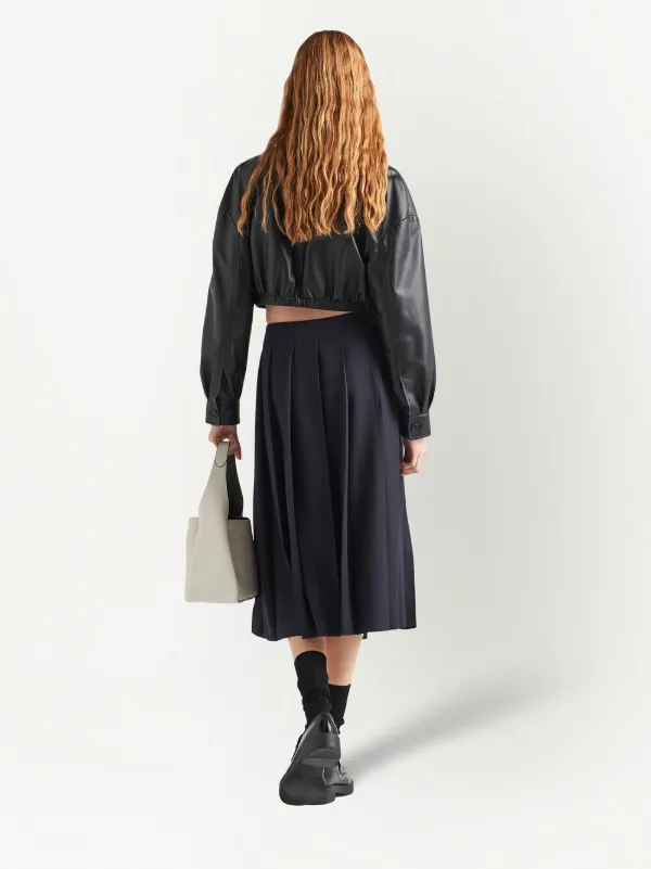 Prada クロップド レザージャケット | ブラック | FARFETCH JP