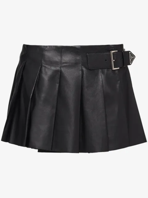 Prada pleated leather miniskirt
