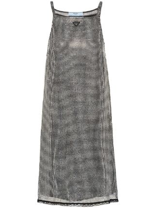 Prada Embroidered Rhinestone Mesh Dress - Farfetch