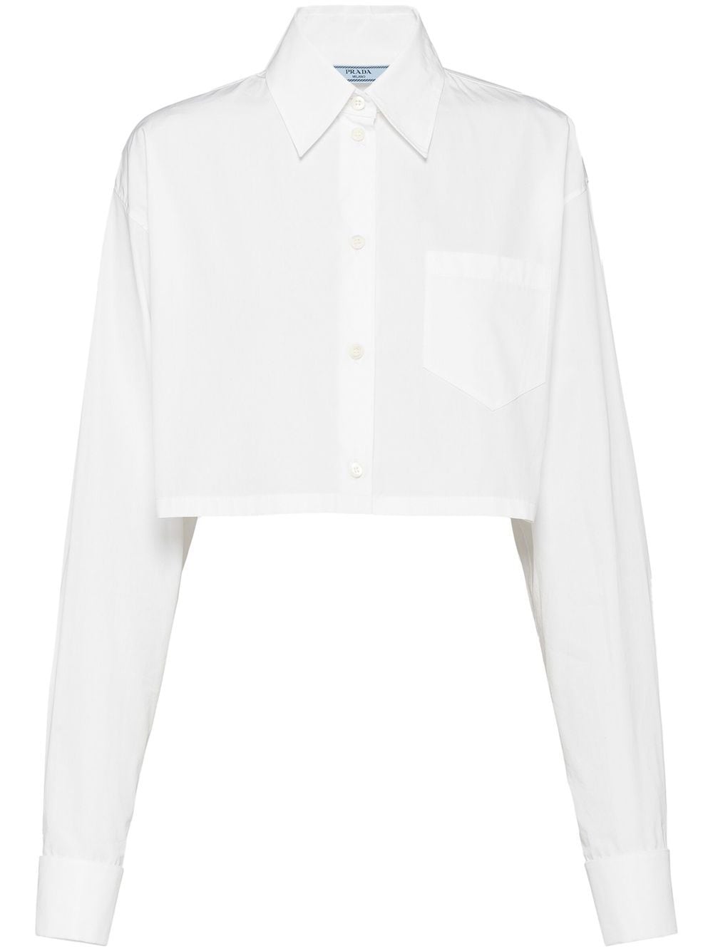 Prada Cropped Long-sleeved Shirt In White