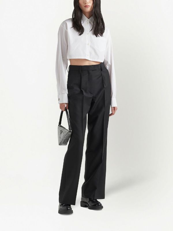 Prada triangle-logo Cropped Shirt - Farfetch