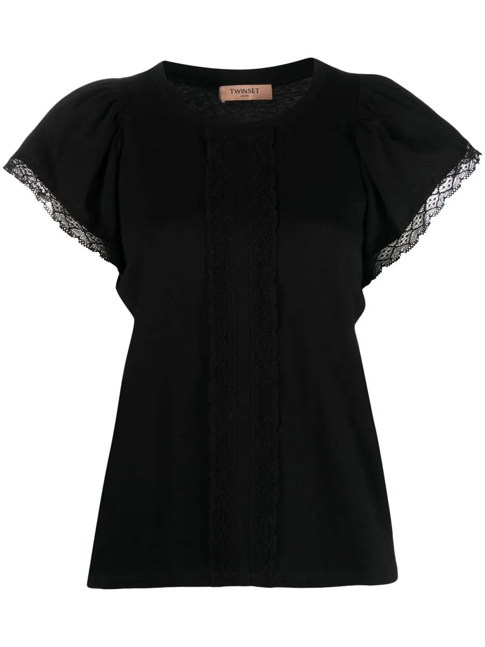 

TWINSET lace-trim cotton T-shirt - Black