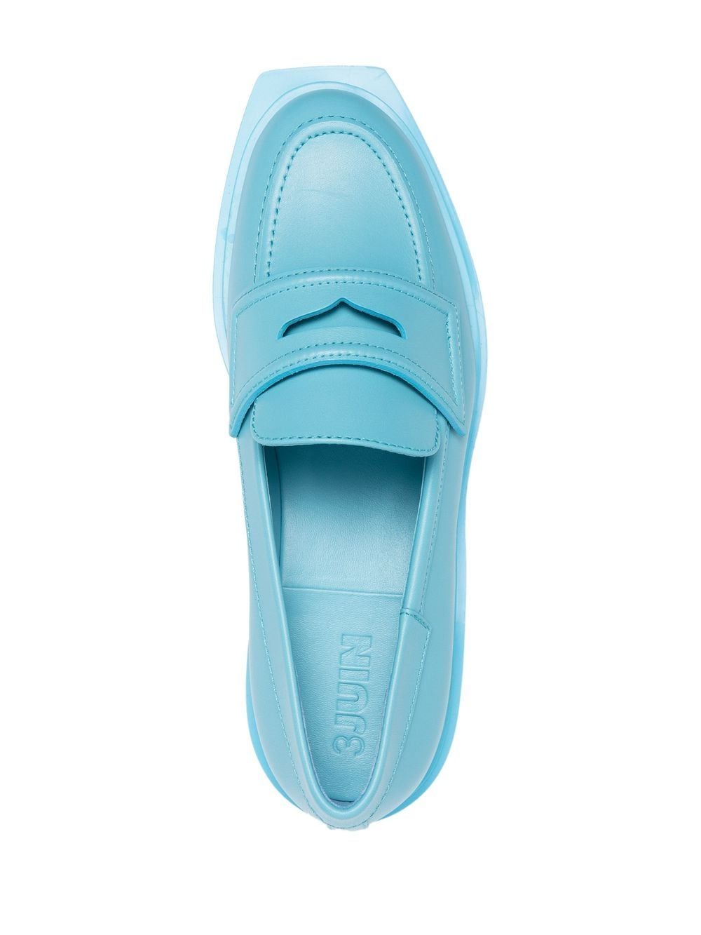 Shop 3juin Leather Penny Loafers In Blue