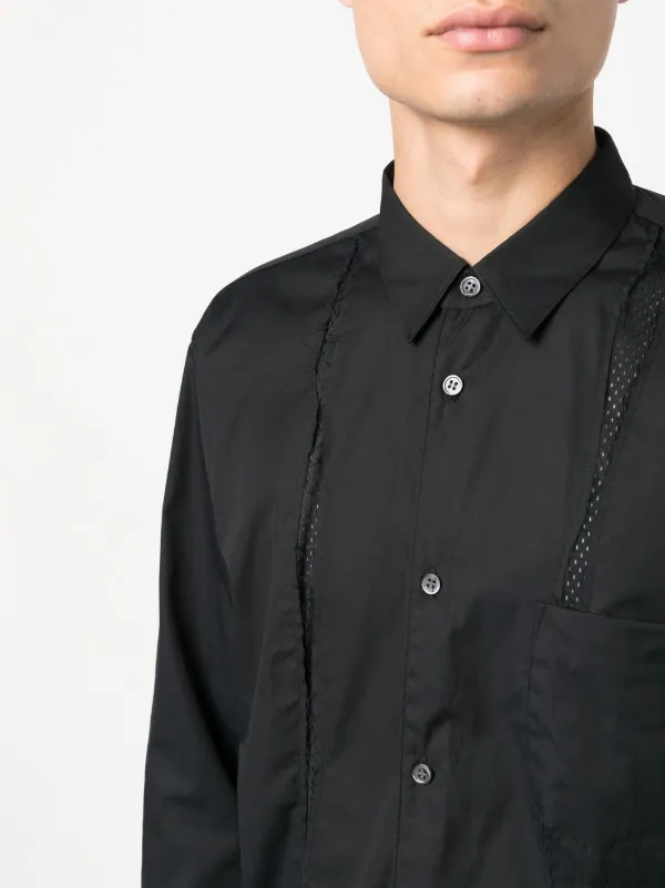 Comme Des Gar ons Shirt mesh panelled long sleeve Shirt Farfetch