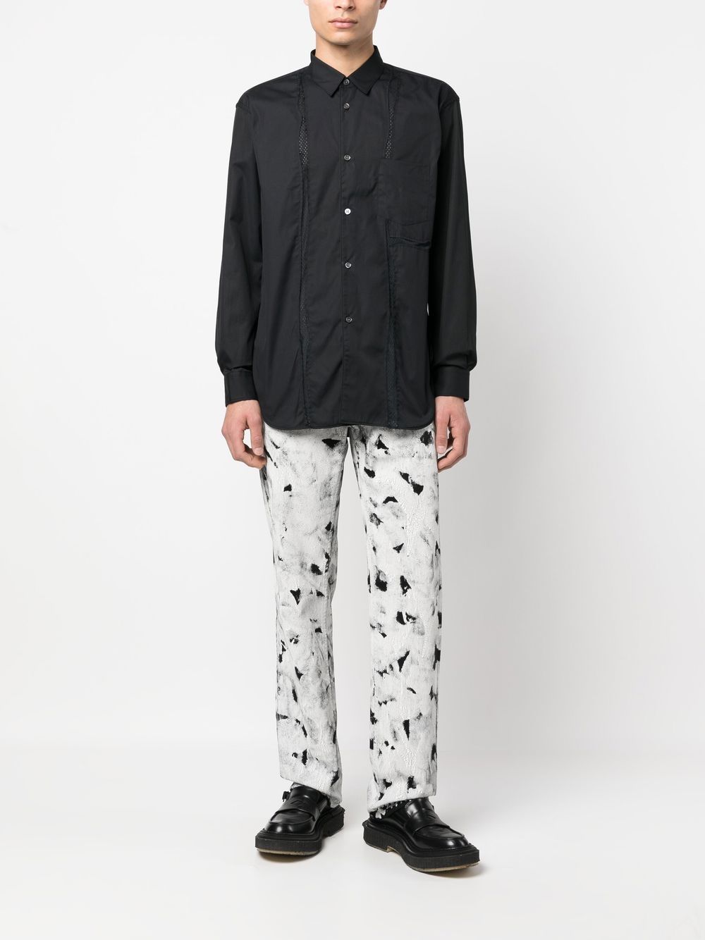 Shop Comme Des Garçons Shirt Mesh-panelled Long-sleeve Shirt In Schwarz