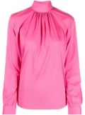 Xacus gathered-detail high neck blouse - Pink