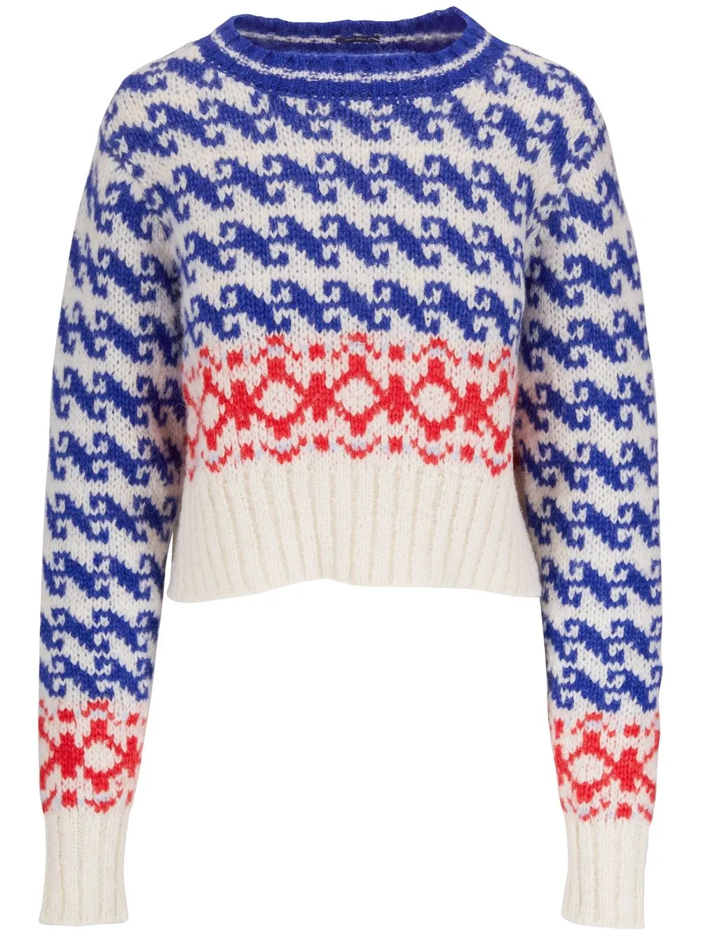 

MOTHER geometric-print cropped sweater - Blue
