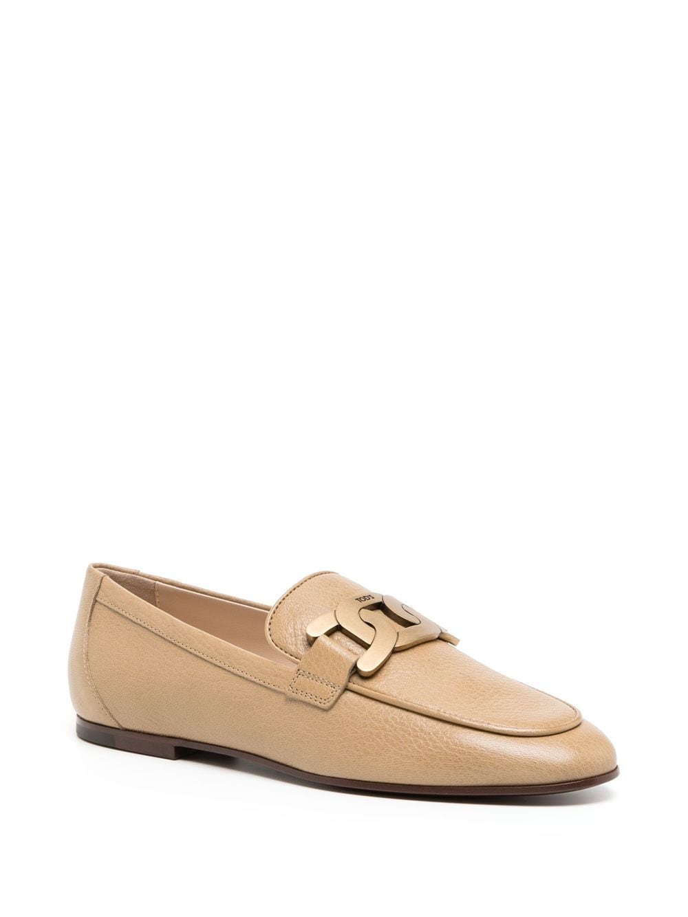 Shop Tod's Chain-link Leather Loafers In Brown