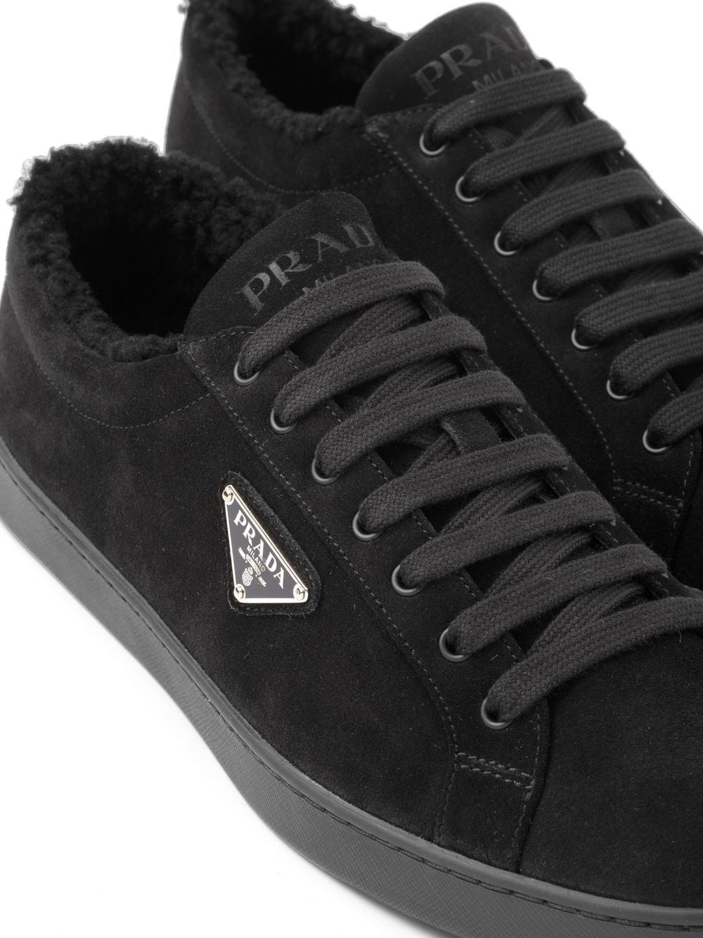 Shop Prada Suede Low-top Sneakers In Black