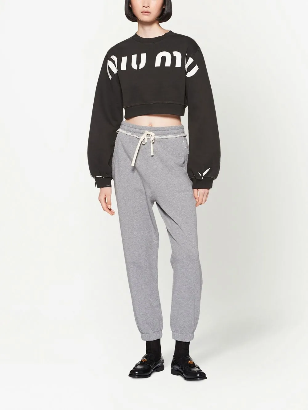 Miu Miu Sweater met logoprint - Zwart