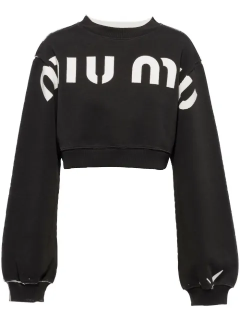 Miu Miu logo-print cropped sweatshirt 
