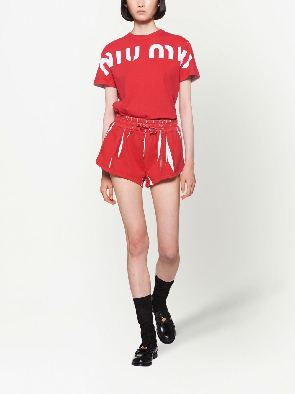 Miu Miu Shorts met abstracte print - Rood