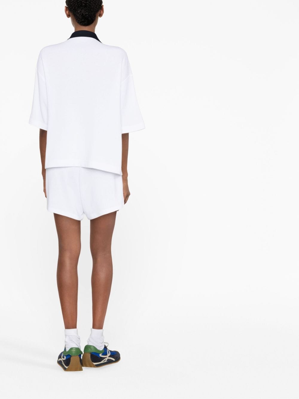 Shop Moncler Drawstring Cotton Shorts In Weiss