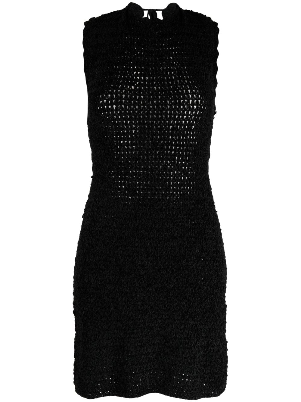 Ganni Open-back Crochet Minidress In Black