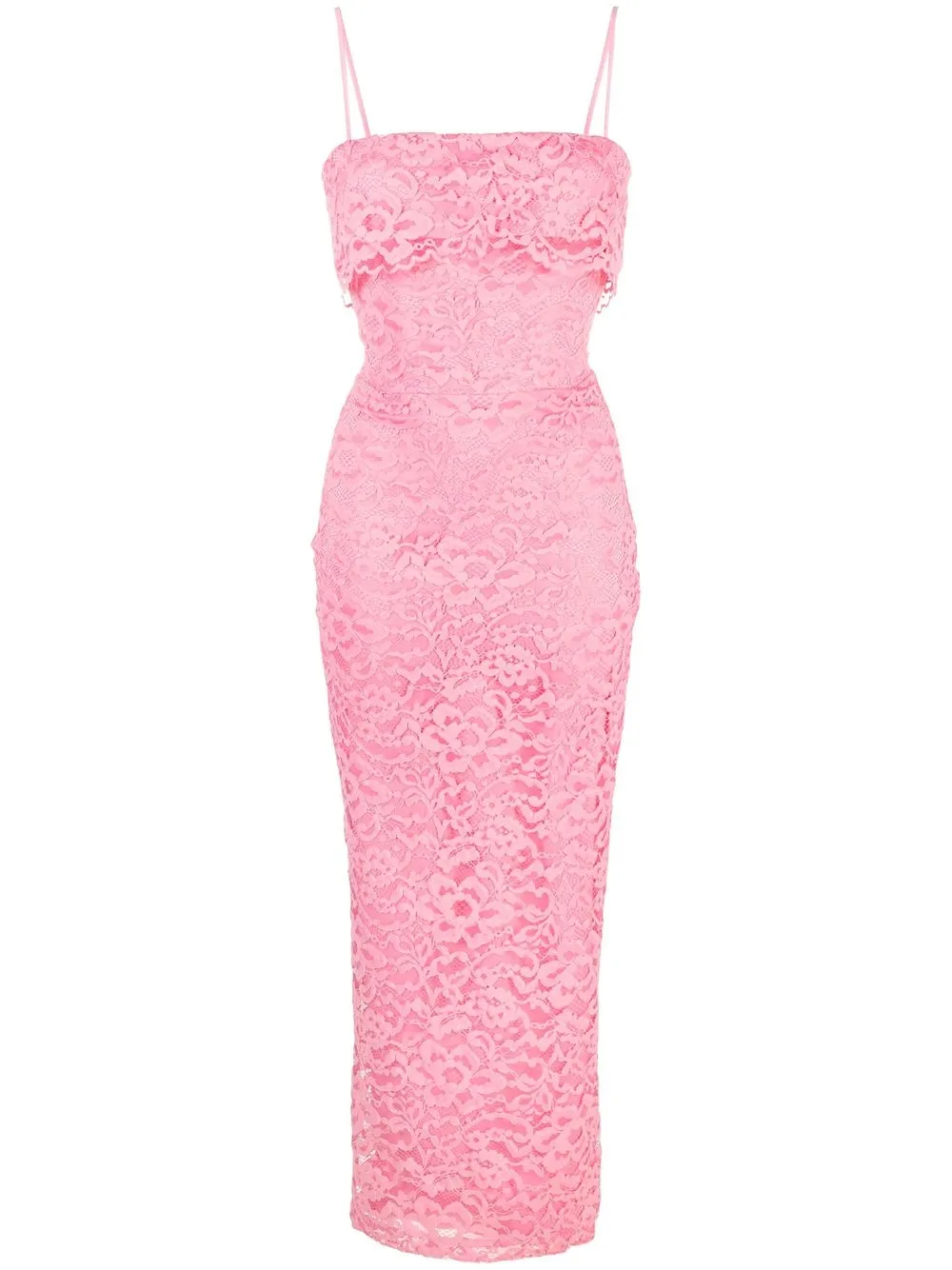 RASARIO LAYERED LACE MIDI DRESS