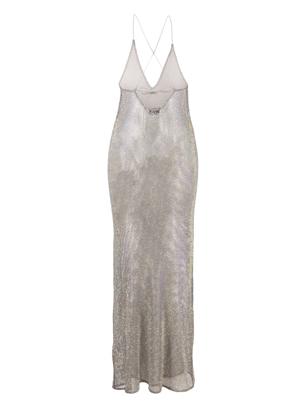 GANNI Embellished Mesh Dress - Silver