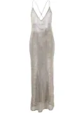 GANNI embellished mesh midi dress - Grey