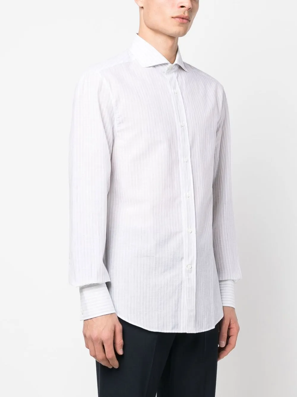 Brunello Cucinelli Long-sleeve Striped Shirt In Grau
