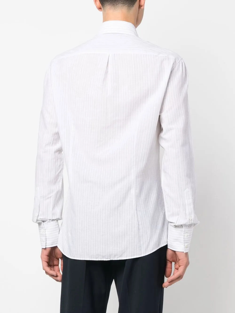 Brunello Cucinelli Long-sleeve Striped Shirt In Grau