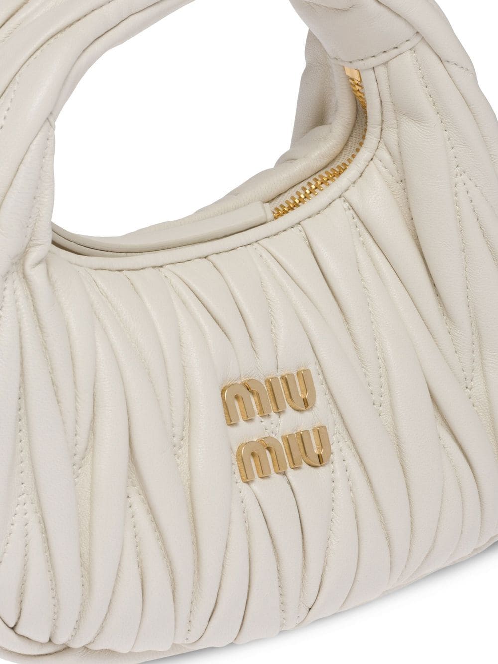 Shop Miu Miu Mini Wander Matelassé-effect Shoulder Bag In White
