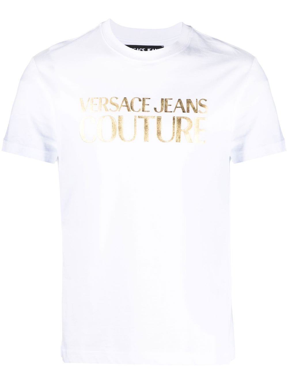 Shop Versace Jeans Couture Foil Logo Cotton T-shirt In Weiss