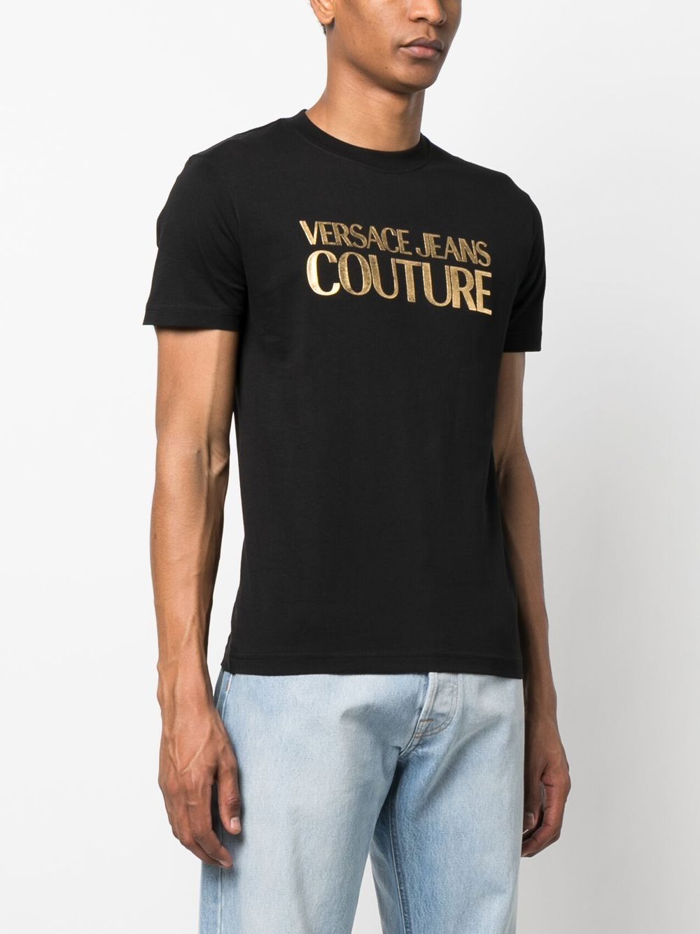 sandhed indtil nu zebra Versace Jeans Couture Black Gold Foil Logo T-shirt | ModeSens