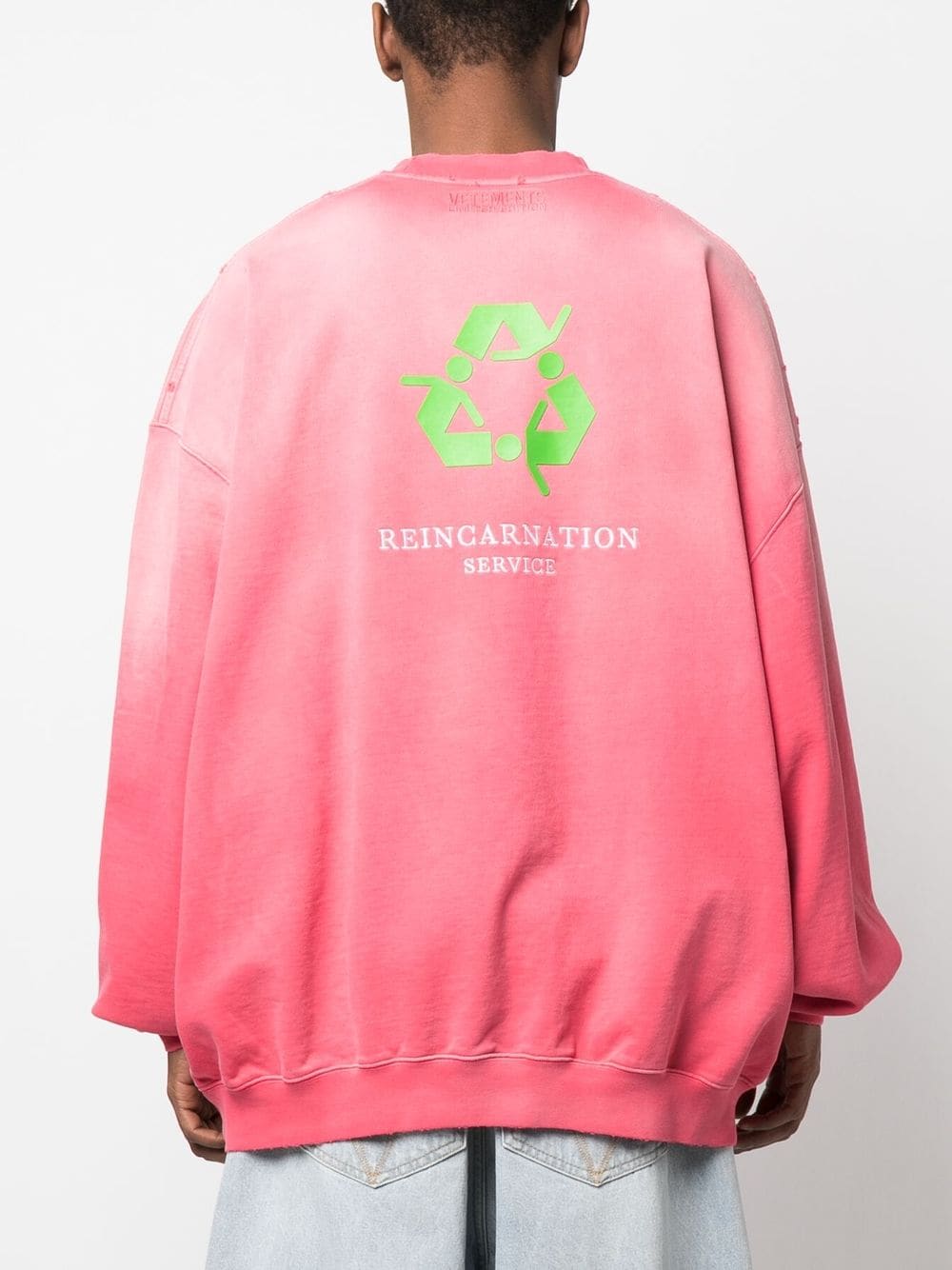 Shop Vetements Slogan-embroidery Cotton Sweatshirt In Rosa