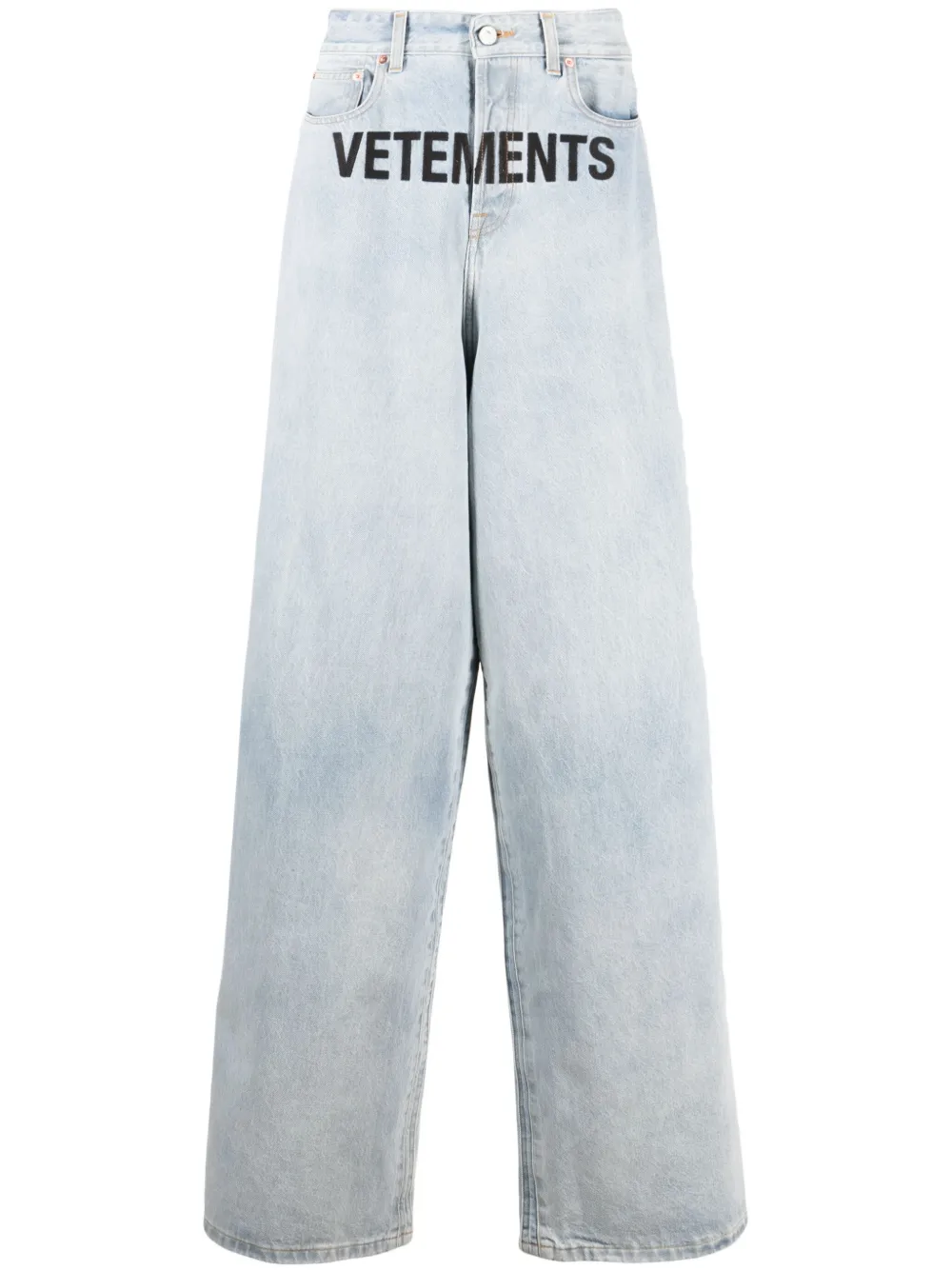 Vetements Rhinestone Logo High Cut Denim Hot Pants in Blue