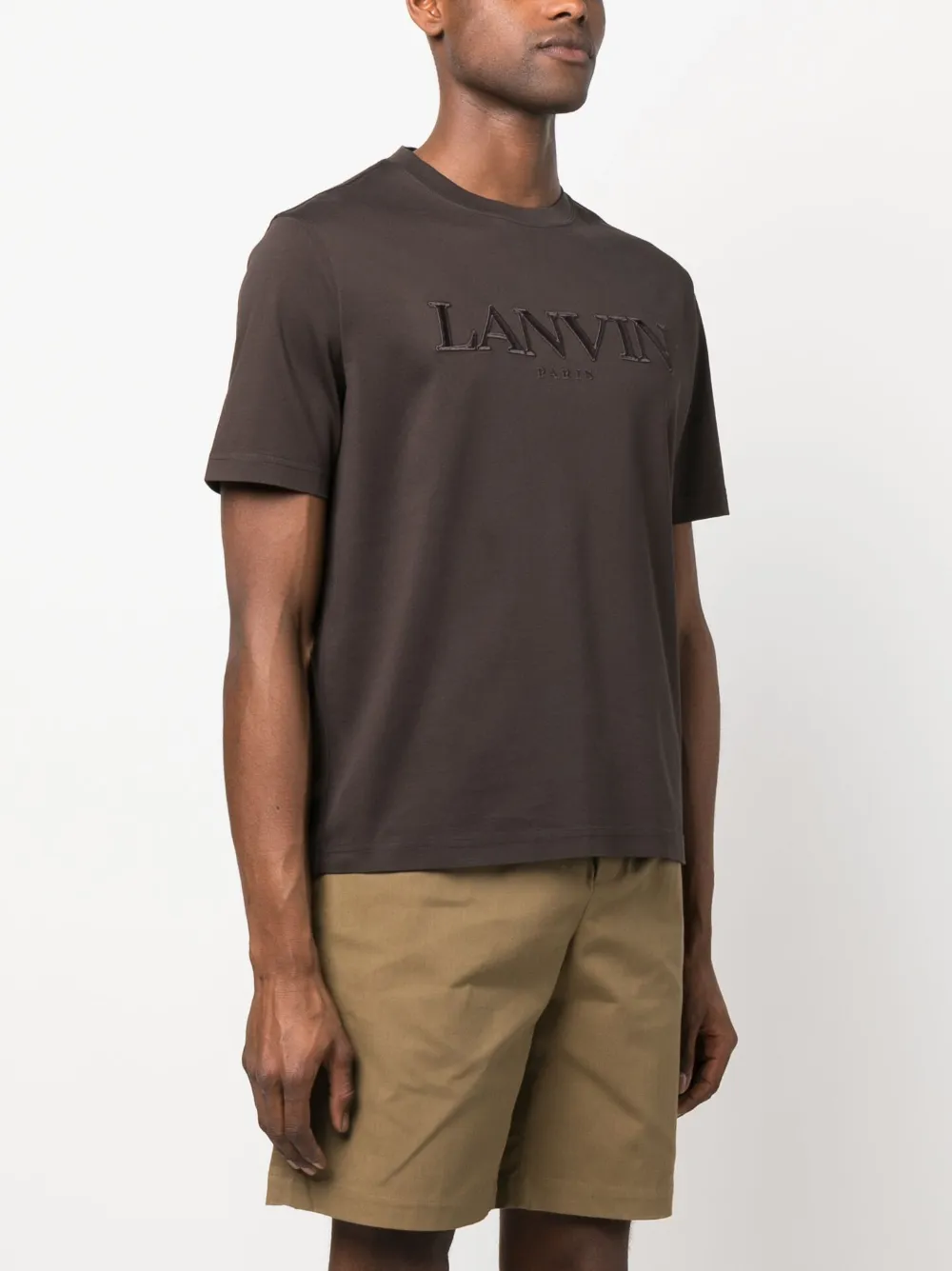 Lanvin Black Logo Embroidered Cotton T-shirt