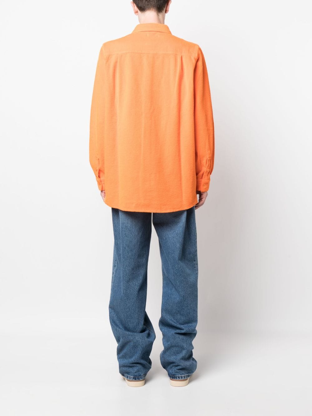 Shop Erl Corduroy Embroidered-logo Shirt In Orange