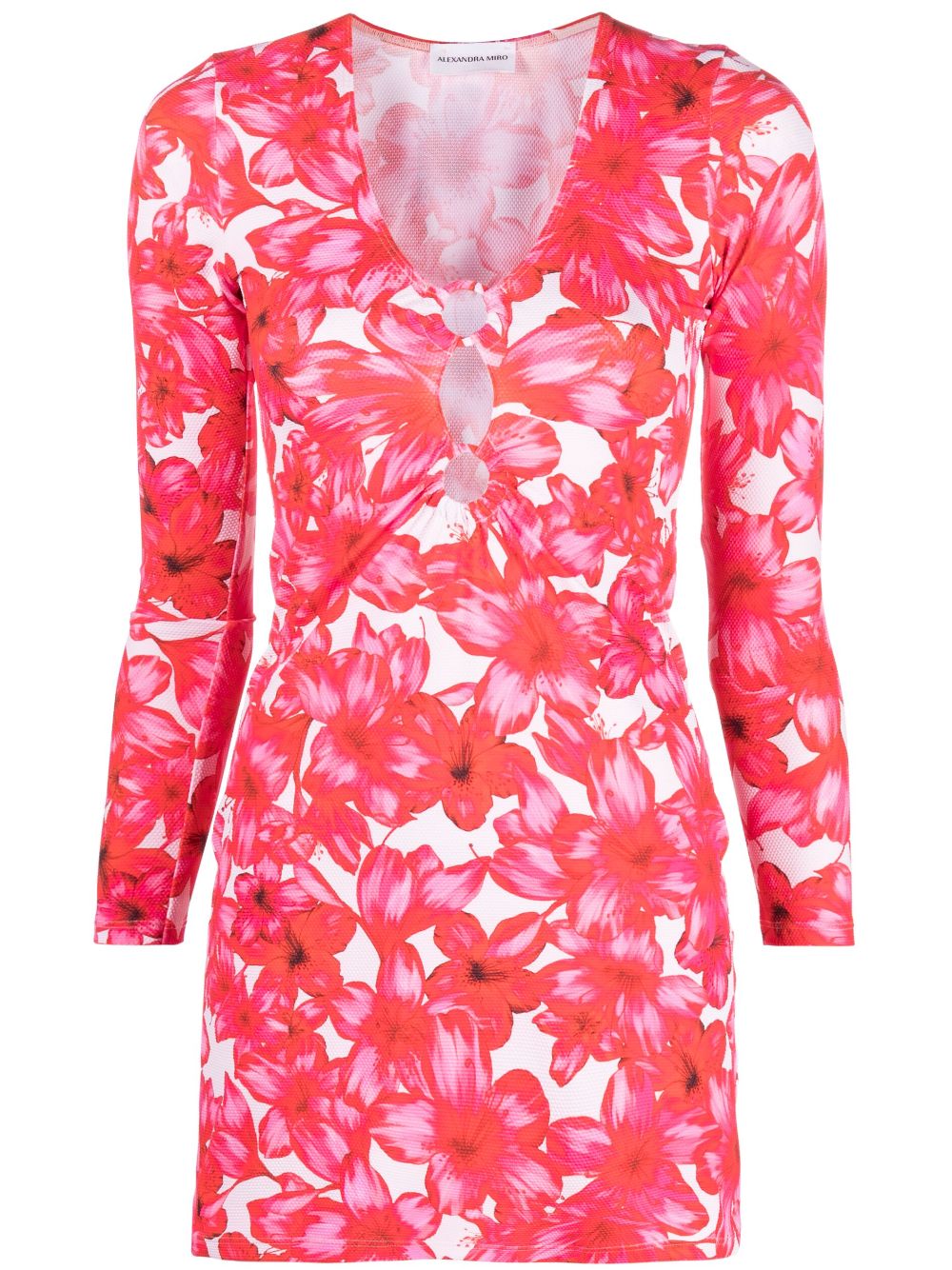 Alexandra Miro Long-sleeve Floral-print Dress In Pink