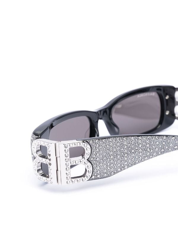 Balenciaga Eyewear crystalembellished squareframe Sunglasses  Farfetch