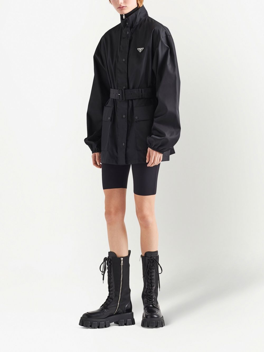 Shop Prada Re-nylon Regenerated Rain Coat In Black