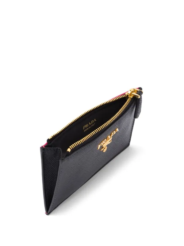 Saffiano Leather Card Holder in Black - Prada