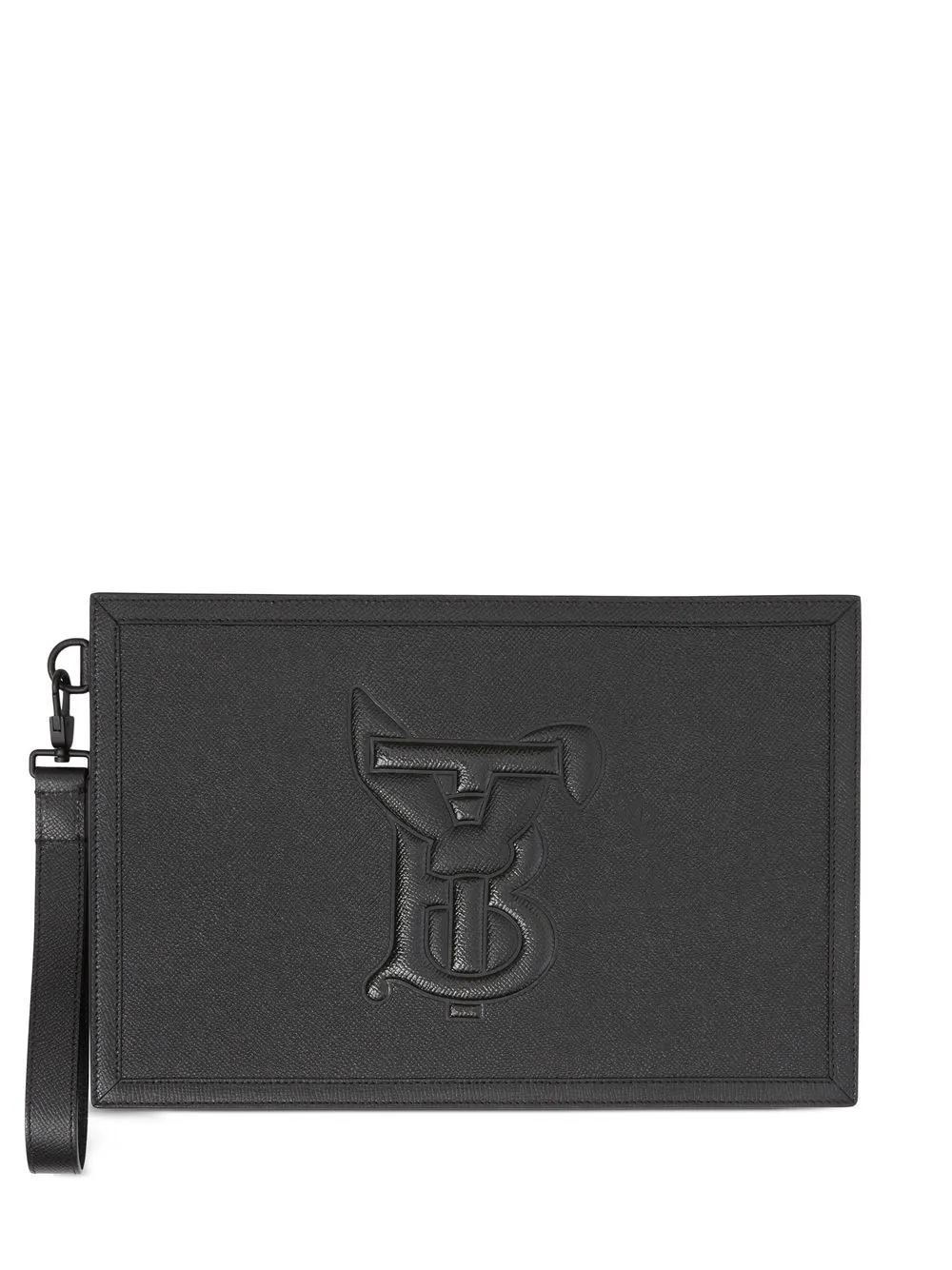 

Burberry embossed rabbit leather zip pouch - Black