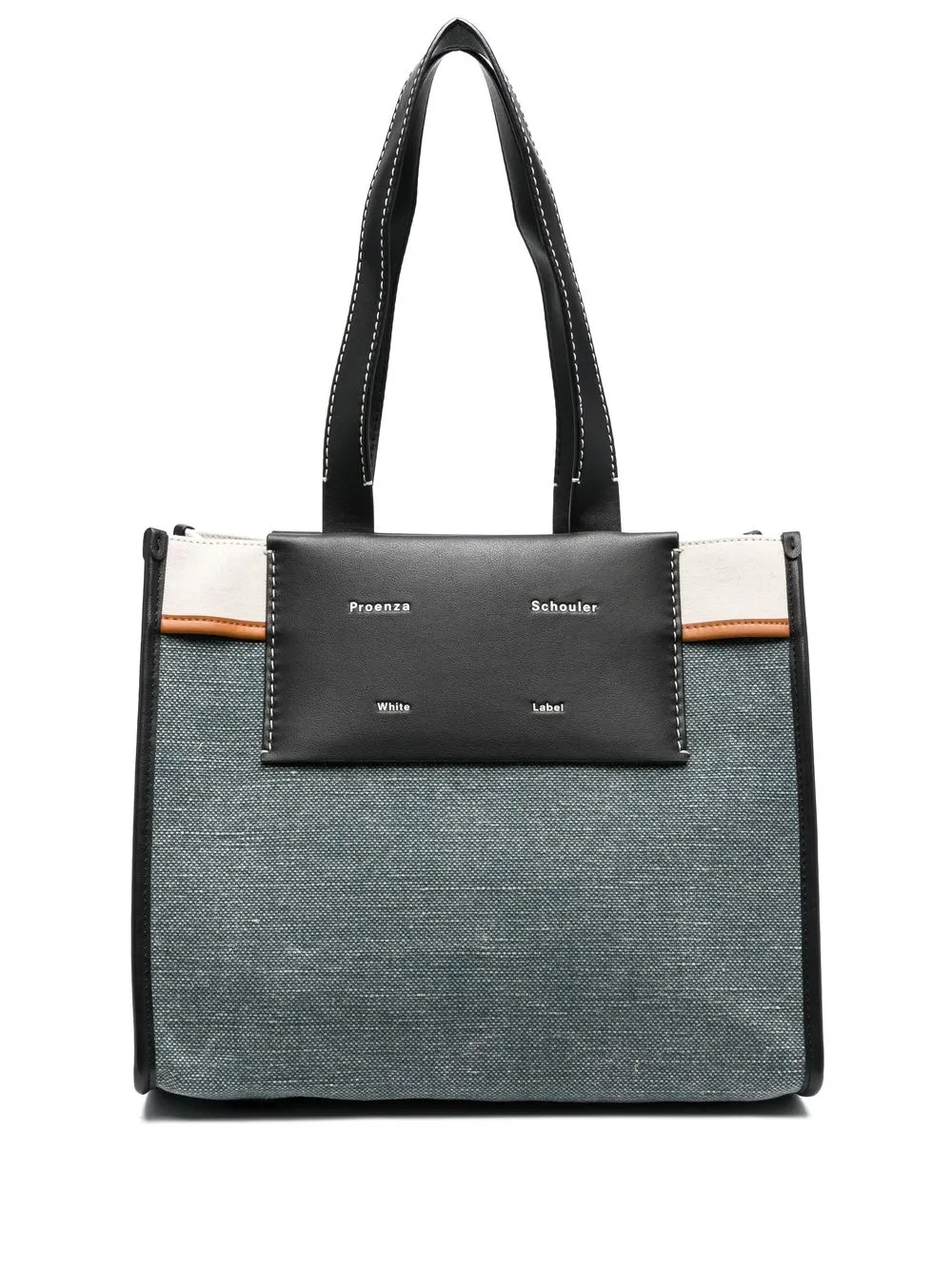 

Proenza Schouler White Label logo-print leather tote bag - Blue