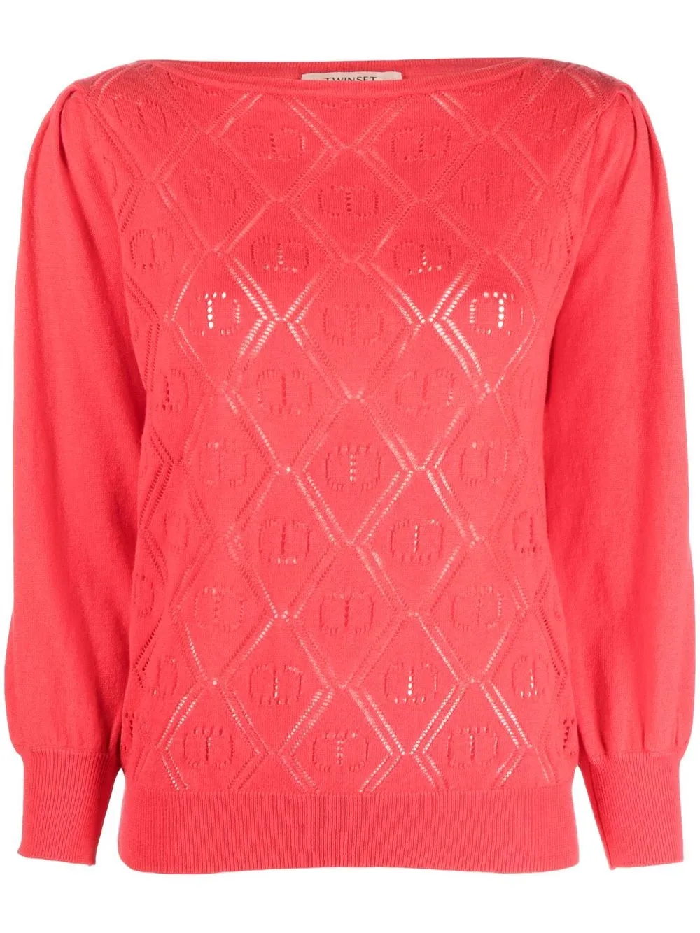 

TWINSET diamond-knit long-sleeve top - Red