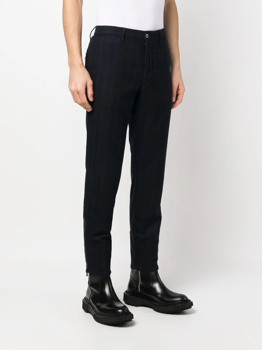 Shop Incotex Pinstripe Straight-leg Trousers In Blue