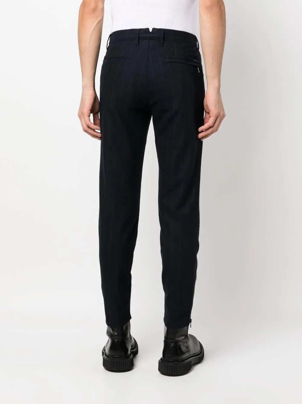 Shop Incotex Pinstripe Straight-leg Trousers In Blue