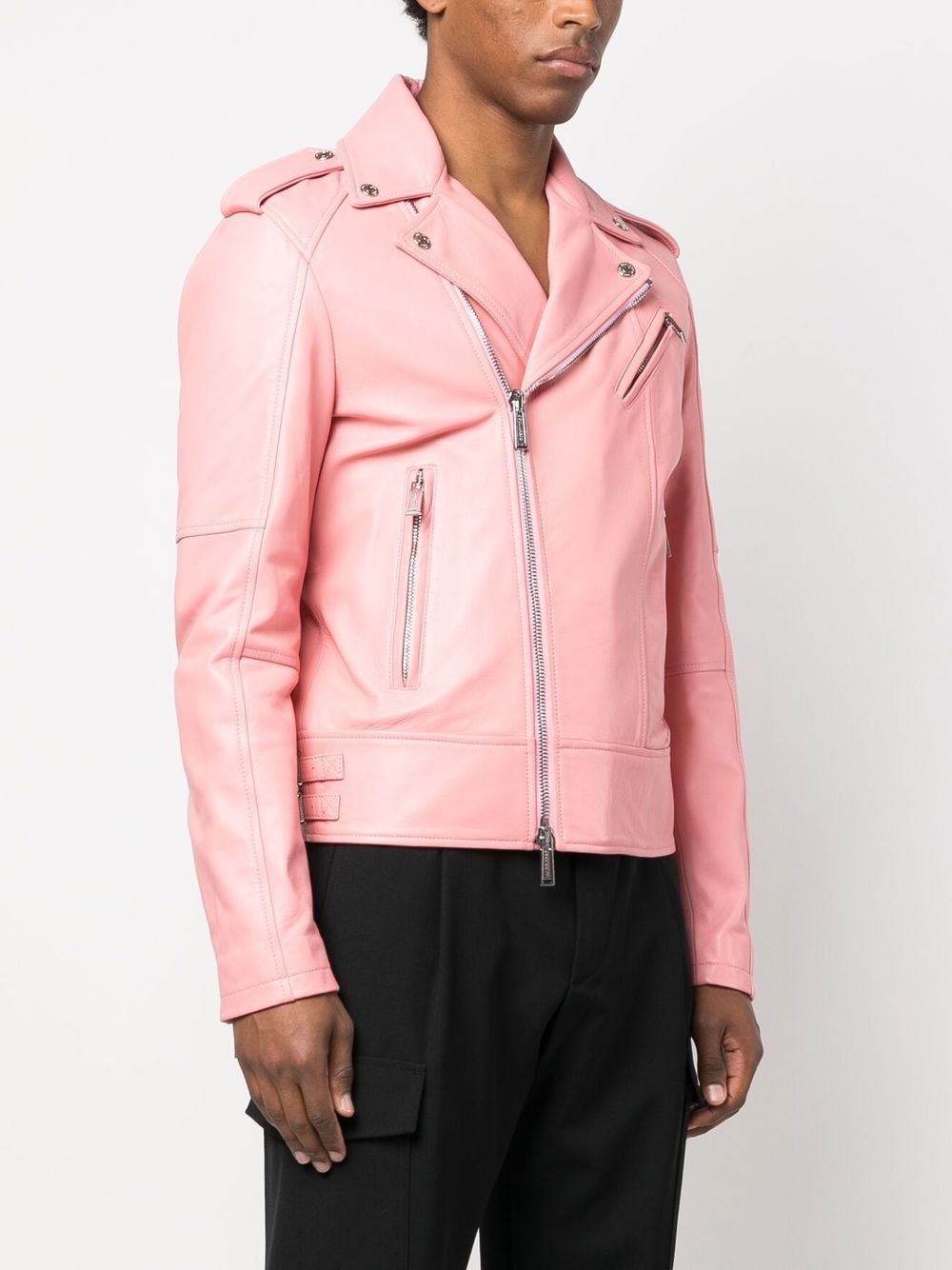 Shop Dsquared2 Leather Biker Jacket In Pink