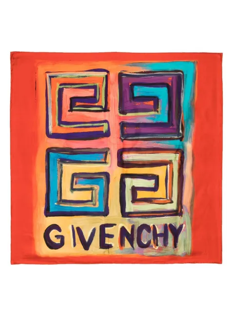 Givenchy hand-painted logo silk scarf